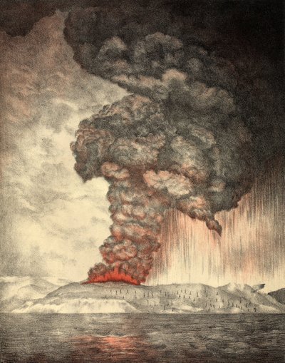 Krakatoa的爆发，1833年8月26日，pub.1888 作者 英语学校