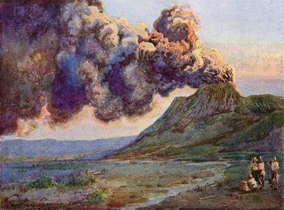 印度尼西亚爪哇岛布罗莫火山喷发（彩色石版画） 作者 英语学校