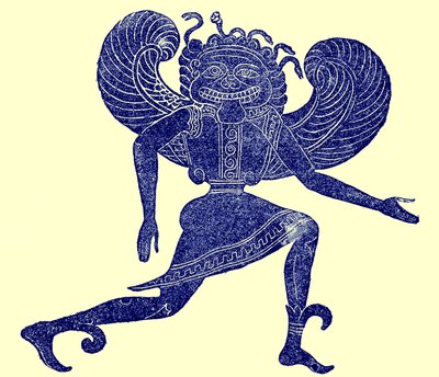 来自Campana博物馆的Etruscan gorgon，来自Victor Duruy的罗马历史插图，1884年出版（数字增强图像） 作者 英语学校