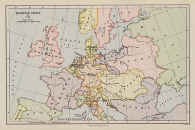 1792 年的欧洲国家（彩色石印版） 作者 英语学校