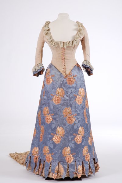 晚礼服，1880年代（丝绸，罗纹丝绸和锦缎） 作者 英语学校