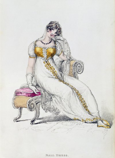 晚礼服或婚纱，来自Ackermanns Repository of Arts的时装版 作者 英语学校