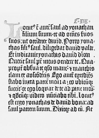 “圣经”页面的传真，由Johannes Gutenberg，美因茨，1456年印刷 作者 英语学校