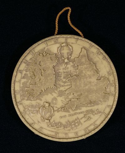 1651年英格兰大印章的传真，反向显示英格兰，威尔士和爱尔兰的地图（正面见105041） 作者 英语学校
