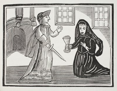 公平Rosamond被女王埃莉诺毒害，十八世纪的Chap书籍插图由约翰阿什顿，酒吧。 1882年 作者 英语学校