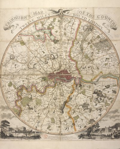 费尔本绘制的伦敦周围 12 英里乡村地图 作者 英语学校