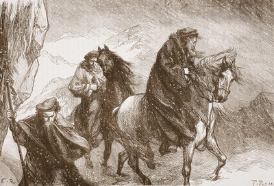 Farel和他的同伴们穿越阿尔卑斯山，来自James Aitken Wylie（1808-1890），酒吧的新教历史插图。 1878年 作者 英语学校