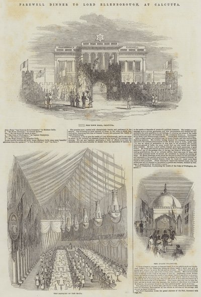埃伦伯勒勋爵的告别晚宴，在加尔各答（版画） 作者 英语学校