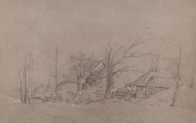 农场建筑由河岸，1840年 作者 英语学校