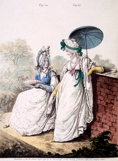 时尚板女士早礼服，1796年 作者 英语学校