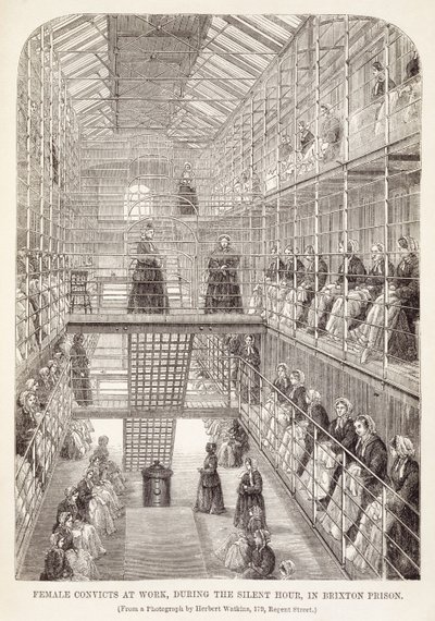 伦敦刑事监狱和监狱生活场景中的亨利·梅休（1812-87）和约翰宾尼（1860年）在布里克斯顿监狱的无声时刻工作中的女性罪犯 作者 英语学校