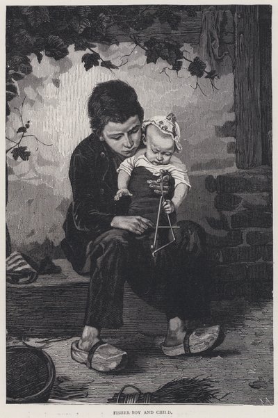 费舍尔男孩和孩子（雕刻 作者 英语学校