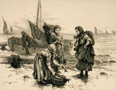 约1880年的女渔民，来自宗教小册子协会出版的《苏格兰图片》。 作者 英语学校