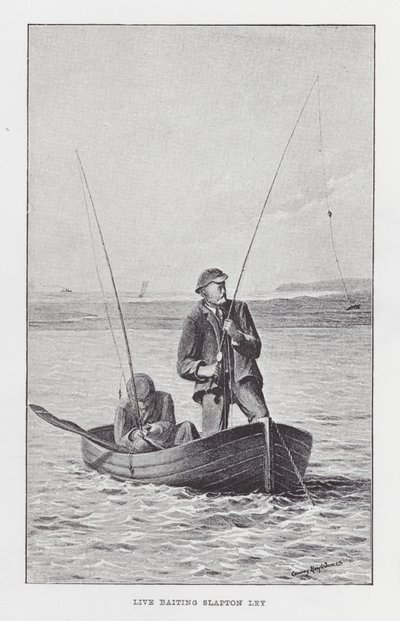 钓鱼：活饵 Slapton Ley (litho) 作者 英语学校