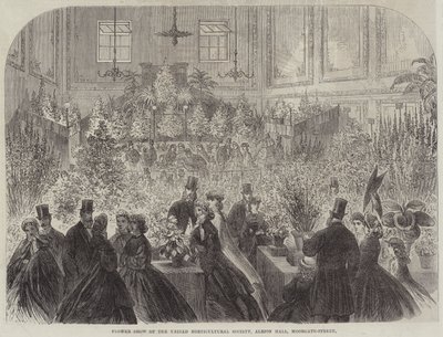 联合园艺学会花展，Albion Hall，Moorgate-Street（雕刻） 作者 英语学校