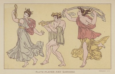 长笛手和舞蹈演员（彩色石版画） 作者 英语学校