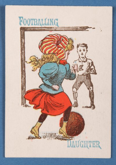 足球女儿，来自Happy Families纸牌游戏，1890-1900 作者 英语学校