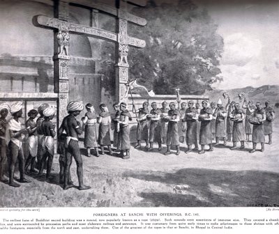 在Sanchi的外国人，公元前145年，Hutchinsons国家历史的插图，c.1910 作者 英语学校