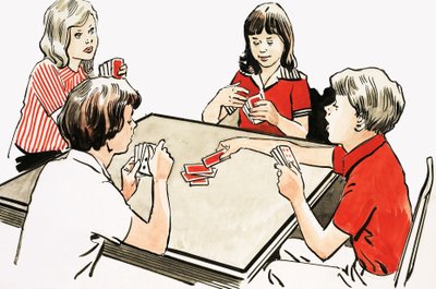 四个孩子在玩牌 作者 英语学校