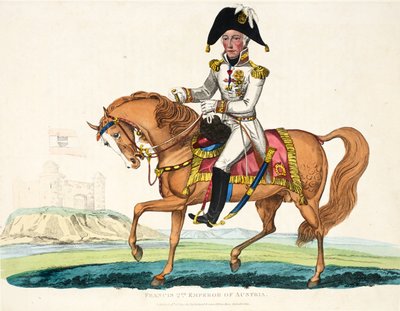 弗朗西斯二世，奥地利皇帝，酒吧。理查德·埃文斯（Richard Evans），罗姆尼（Romney）雕刻，1816年威廉·穆德福德（William Mudford）撰写的滑铁卢战役历史记录中的插图 作者 English School