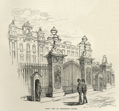 白金汉宫的正面图，来自&39;休闲时光&39;，1888年 作者 英语学校