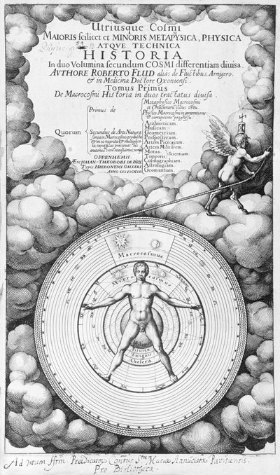 Utriusque Cosmi Historia的主题作者：Robert Fludd（1574-1637）第一卷，由Oppenheim出版1617 作者 英语学校