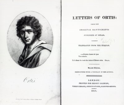由Niccolo Ugo Foscolo撰写的“奥蒂斯书信的正面”，出版于1818年 作者 英语学校