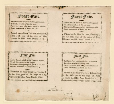1814年冰霜博览会。纪念品印在冰上 作者 英语学校