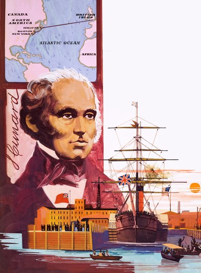 大西洋客轮先驱塞缪尔-库纳德（Samuel Cunard）全速前进 作者 英语学校