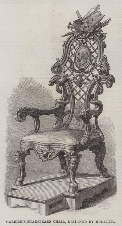 Garrick 的莎士比亚椅，由 Hogarth 设计（雕刻） 作者 英语学校