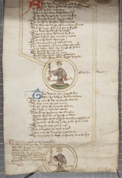 英格兰国王的家谱卷，约1440-79年（羊皮纸和墨水） 作者 英语学校