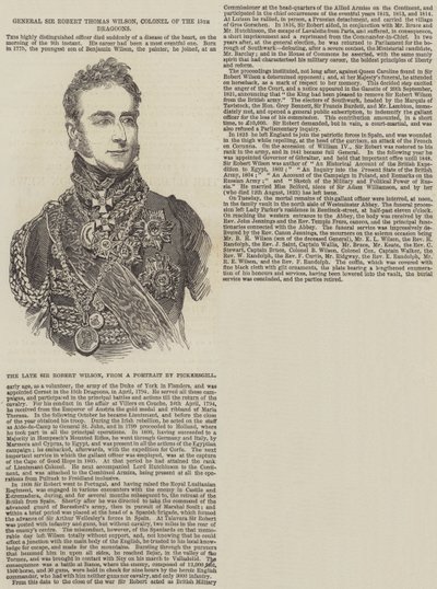 罗伯特·托马斯·威尔逊爵士将军，第 15 龙骑兵团上校（雕刻） 作者 英语学校