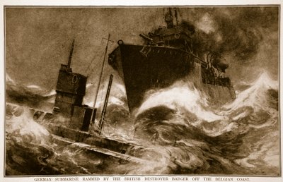 1914年至1919年，德国潜艇被英国驱逐舰獾击败比利时海岸 作者 英语学校