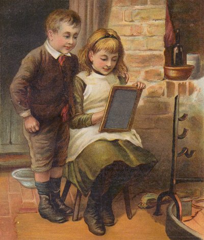 帮助弟弟做作业的女孩（chromolitho） 作者 英语学校