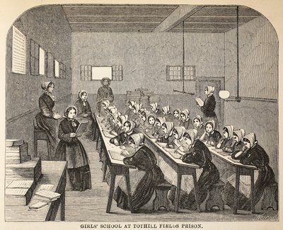 Tothill Fields监狱的女子学校，伦敦刑事监狱的插图和监狱生活的场景由Henry Mayhew和John Binny，酒吧。 1862年 作者 英语学校