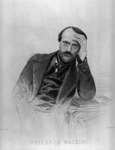 Giuseppe Mazzini，来自&39;The Drawing Room Portrait Gallery of Famous Personages&39;（雕刻）（bw photo） 作者 英语学校