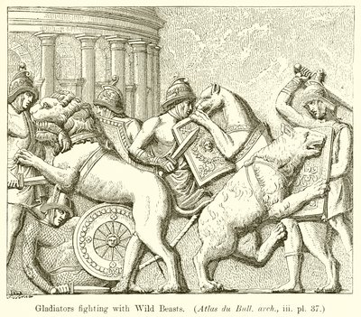 与野兽战斗的角斗士。 （Atlas du Bull.arch。，iii.pl.37） 作者 英语学校