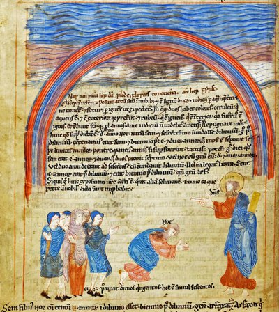 上帝与诺亚立约》，古英语六经，科顿-克劳狄乌斯 B IV，第 16 页（牛皮纸） 作者 英语学校