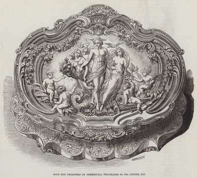 商业旅行者赠送给议员 Cobden 先生的金盒（雕刻） 作者 英语学校