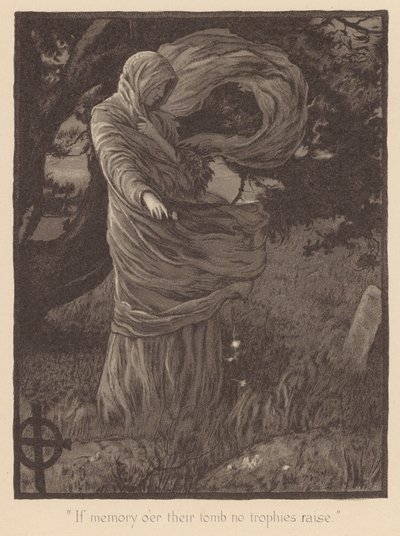 格雷的挽歌"如果记忆没有在他们的坟墓前升起战利品"（石版画） 作者 英语学校