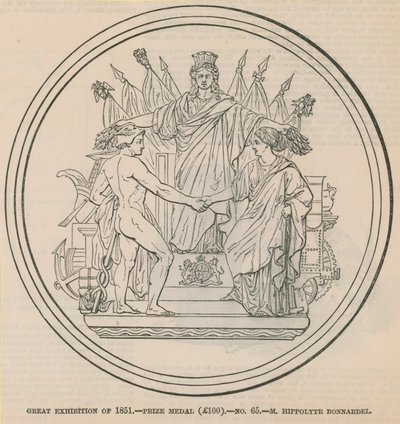 1851年的大展 - 奖牌（100英镑），颁发给M Hippolyte Bonnardel 作者 英语学校