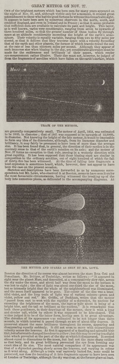 11 月 27 日的大流星（雕刻） 作者 英语学校