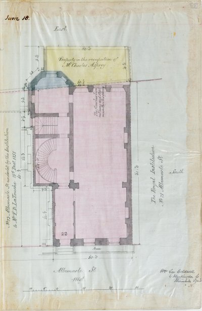 皇家学院租赁的平面图，1863年（笔和墨水纸上写字） 作者 英语学校