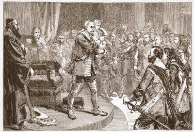Gustavus Adolphus离开美国，由James Aitken Wylie（1808-1890），酒吧的新教历史插图。 1878年 作者 英语学校
