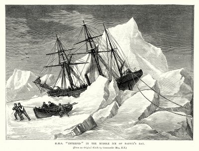 巴芬湾中冰中的 "无畏号 "H.MS（雕刻） 作者 英语学校