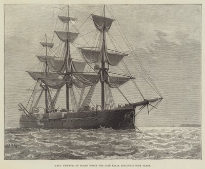 HMS Triumph，在船上发生了晚期致命爆炸（雕刻） 作者 英语学校