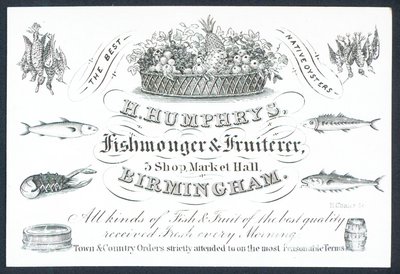 H Humphrys，Fishmonger和Fruiterer，交易卡 作者 英语学校