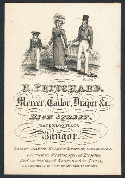 H Pritchard，mercer，裁缝和布料，交易卡 作者 英语学校