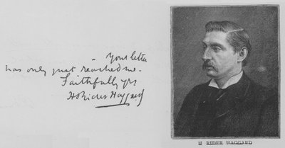H Rider Haggard（雕刻）。 作者 英语学校