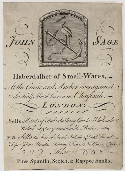 Haberdashers，John Sage，交易卡 作者 英语学校